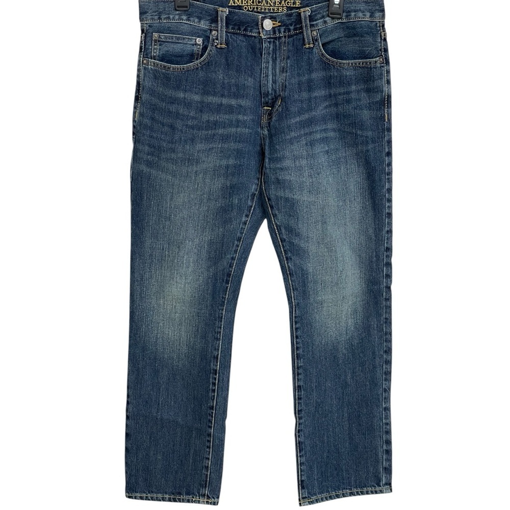 AMERICAN EAGLE SLIM STRAIGHT MENS MEDIUM WASH JEANS SZ 32/30 EUC
